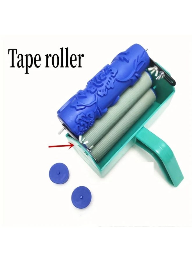 Blue Textured Paint Roller with Rubber Grip for DIY Wall Decoration - Image 3