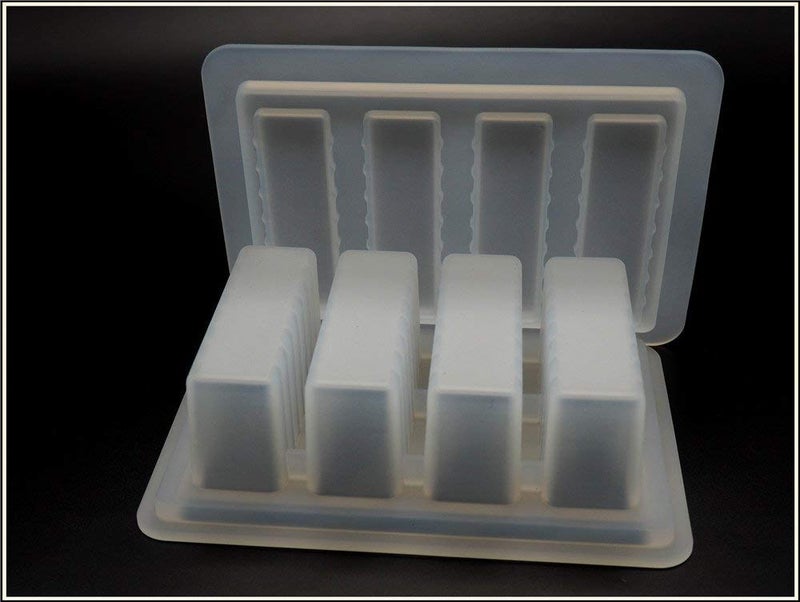 pizety Large 4 Cavities Silicone butter mold, Pudding and Jello butter Molds Silicone, Bread, Cheesecake, Bar, 4-Cavity Silicone butter mold with lid (1, white clear) - Image 5