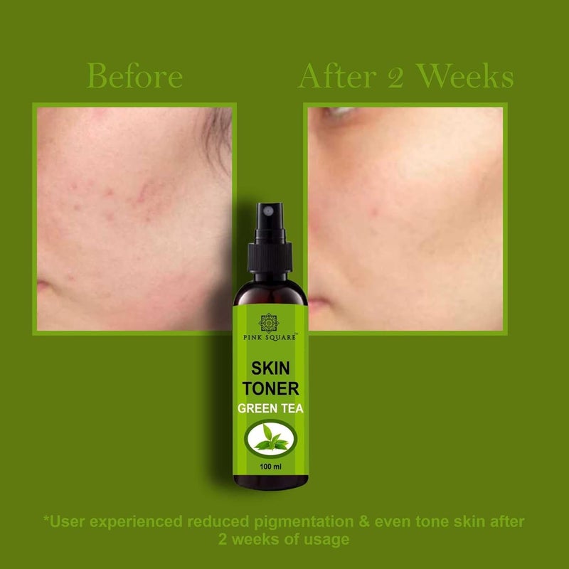 Pink Square Green Tea Face Toner Refreshing Face Mist  Toner  Toner for Hydrating Skin  AlcoholFree Mist  toner for open pores Tightening Pack of 3 of 100 ML - Image 5