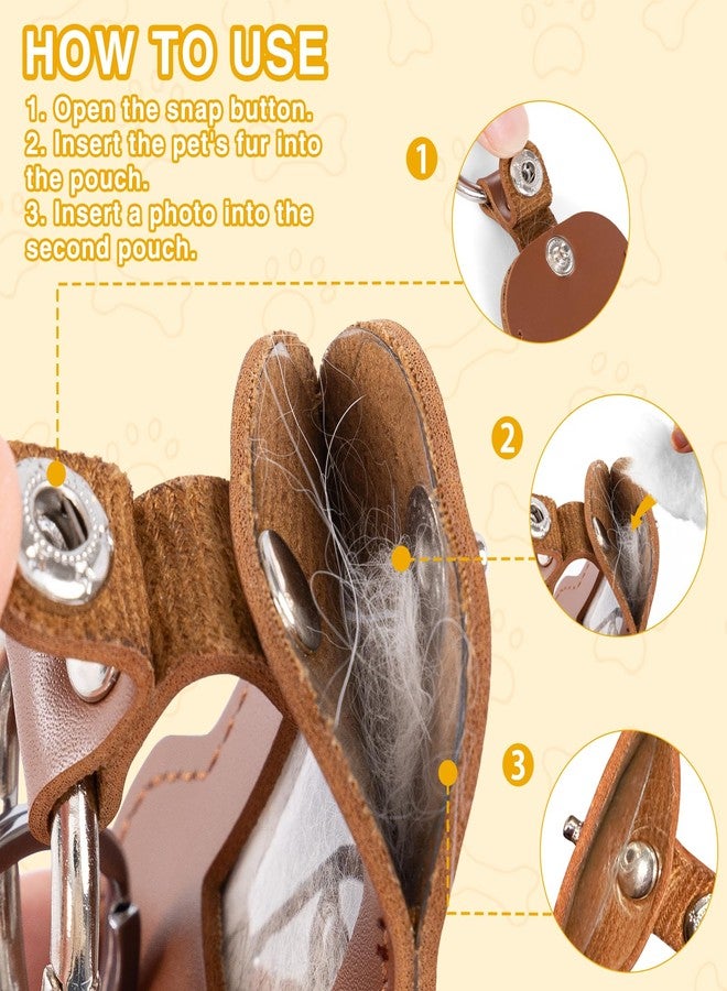 iSamzan Leather Dog Memorial Keychain: Pet Paw Print Fur Keepsake - Cute Dog Cat Paw Shaped Furever Keychain for Hair Storage (Brown & Beige) - Image 5