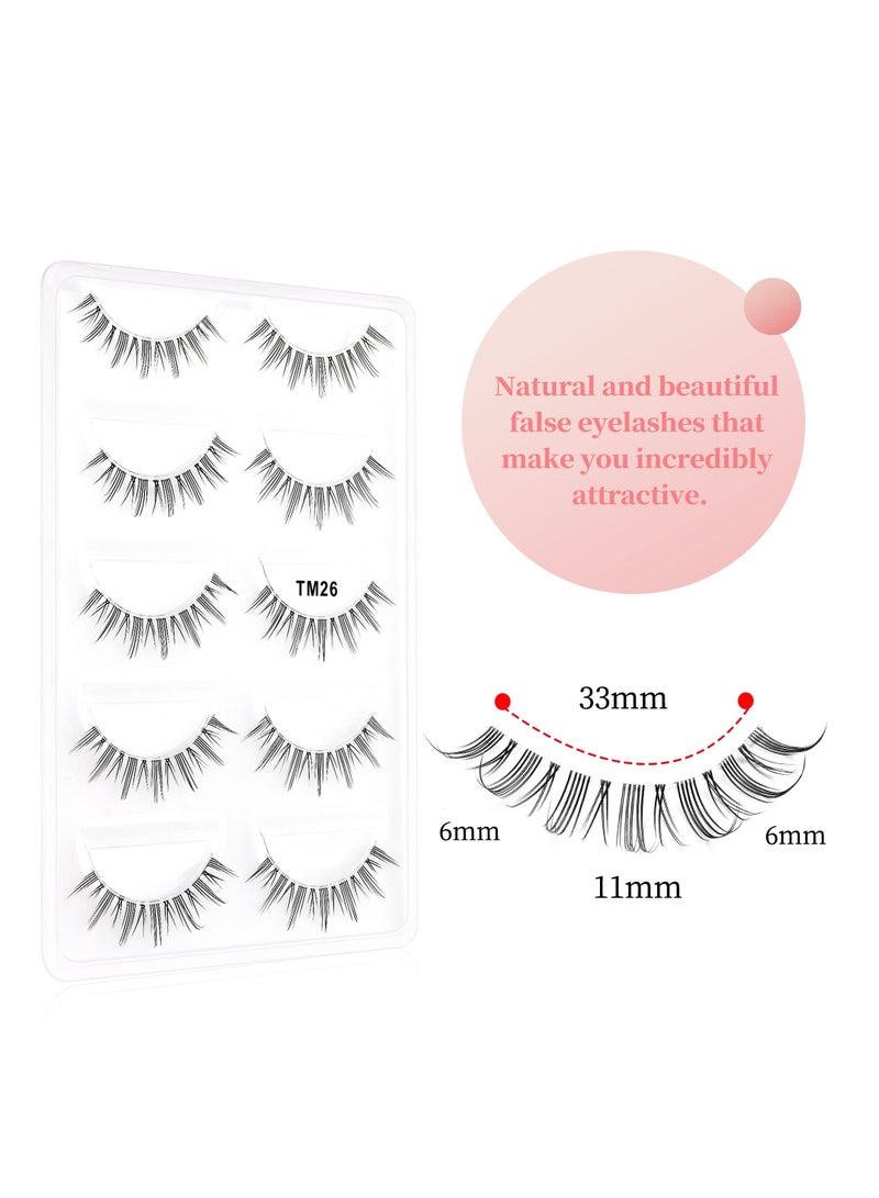 SYOSI Natural Eyelashes Wispy False Eyelashes Natural Look, 5 Pairs Half Lashes Natural Look, Lash Clusters, Sunflower Eyelashes, Easy to Apply 5 Pairs - Image 3