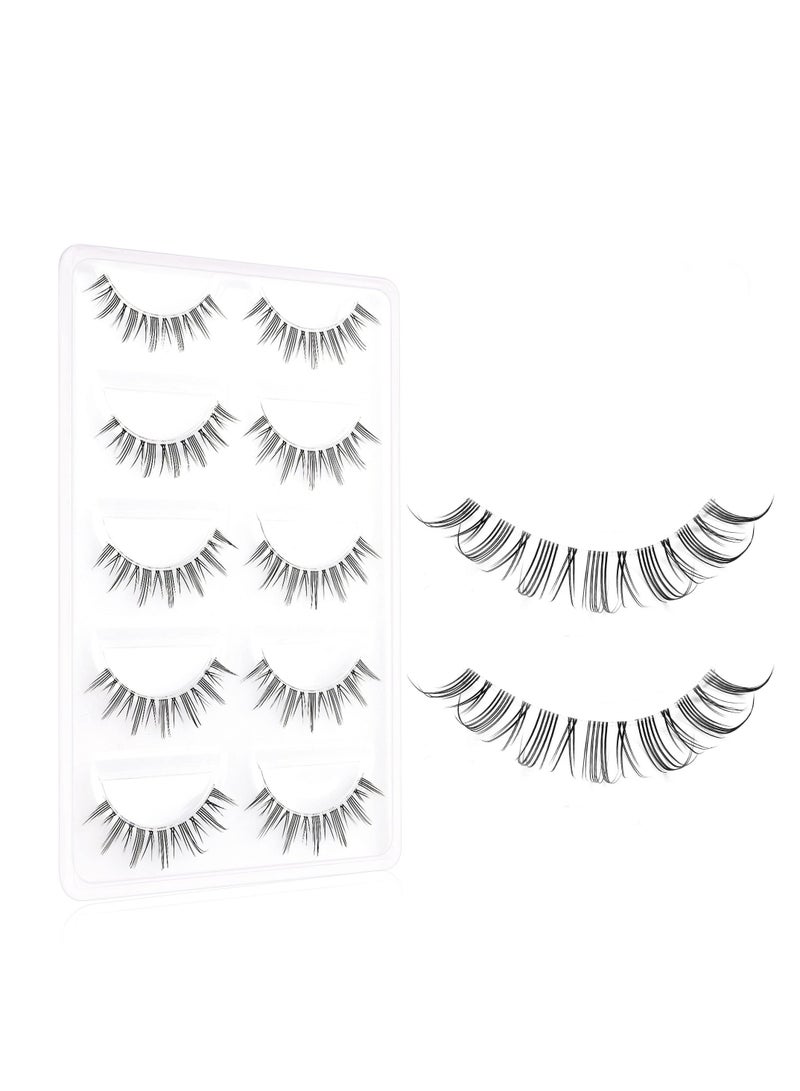 SYOSI Natural Eyelashes Wispy False Eyelashes Natural Look, 5 Pairs Half Lashes Natural Look, Lash Clusters, Sunflower Eyelashes, Easy to Apply 5 Pairs - Image 1