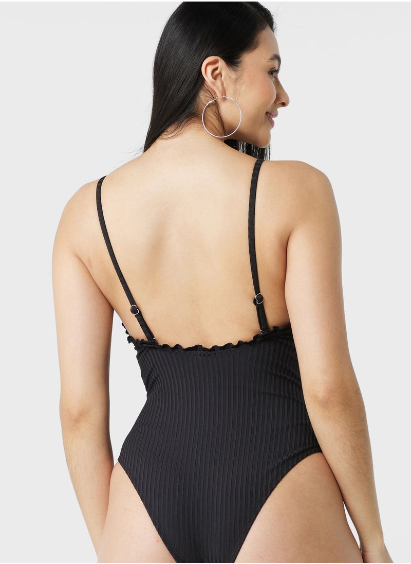 VERO MODA - Strappy High Leg Swimsuit - Image 1