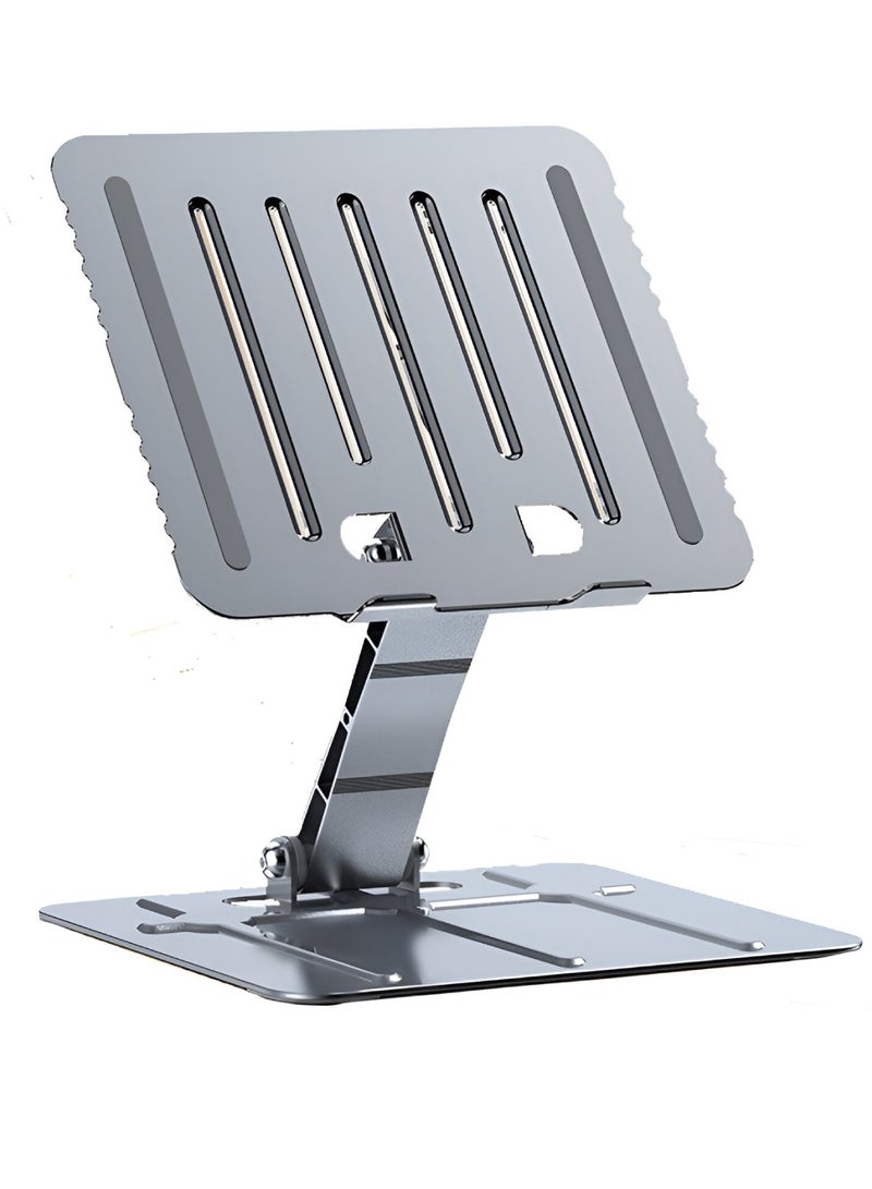 A1 Metal Laptop Stand Foldable Portable - Desktop Ergonomic Adjustable Height Angle Laptop Stand Holder - Non Slip Base - for Tablet & 11 to 15 inch Laptops | Silver - Image 1