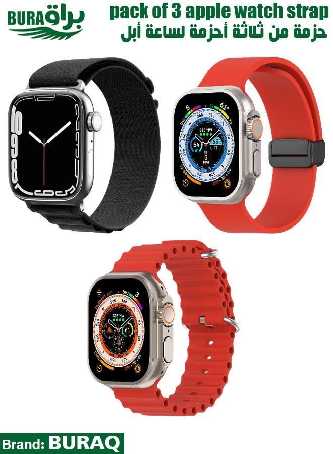 BURAQ Apple Watch Band Strap For Apple Watch Ultra 2/Ultra 49mm, Series 10 46mm, 9/8/7 45mm, SE2/SE/6/5/4 44mm, 3/2/1 42mm