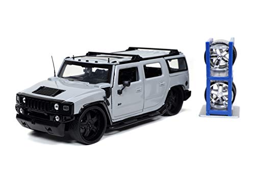 Jada Toys Just Trucks 124 2003 Hummer H2 with Rack Diecast Car Grey Toys for Kids and Adults 32310 - Image 1