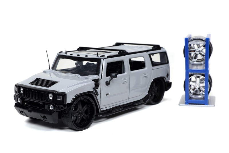 Jada Toys Just Trucks 124 2003 Hummer H2 with Rack Diecast Car Grey Toys for Kids and Adults 32310 - Image 4