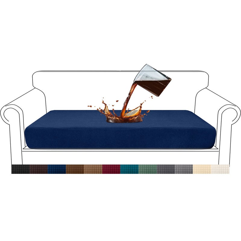 Granbest Premium WaterRepellent Sofa Seat Cushion Covers High Stretch Jacquard Fabric Couch Seat Slipcover Protector for 3 seater sofa 3 seater Navy Blue