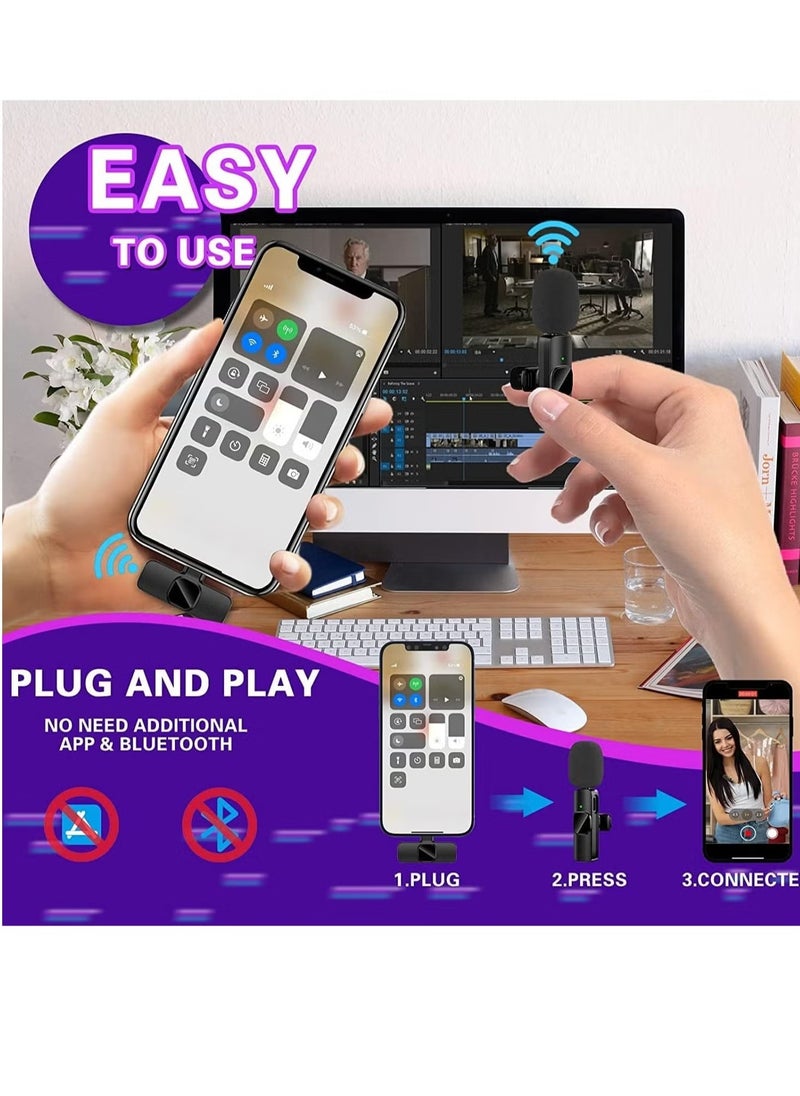 Tx - Wireless Lavalier Microphone For iPhone, Mobile iPhone Microphone, Plug & Play No APP Needed, Mini Wireless Microphone , Noise Cancellation Microphone For live stream - Image 1