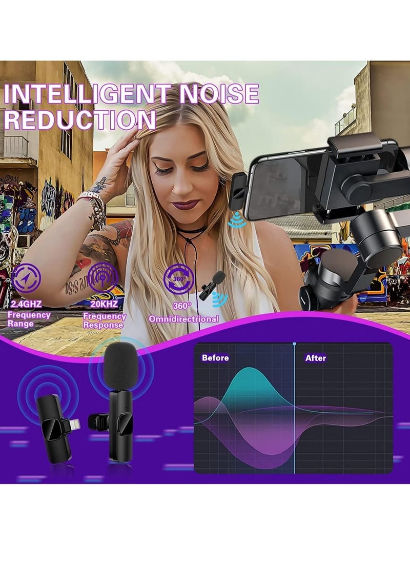 Tx - Wireless Lavalier Microphone For iPhone, Mobile iPhone Microphone, Plug & Play No APP Needed, Mini Wireless Microphone , Noise Cancellation Microphone For live stream - Image 1