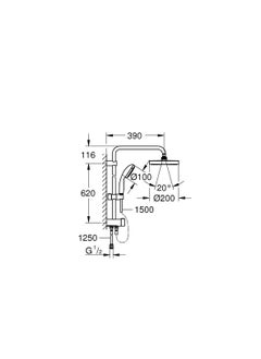 Grohe TEMPESTA SYSTEM 200 SHOWER SYSTEM WITH DIVERTER FOR WALL MOUNTING  - Image 2
