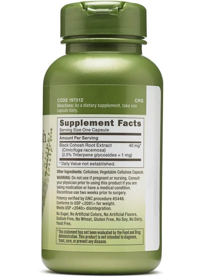 GNC Herbal Plus Black Cohosh Extract 40Mg, 100 Capsules, Support For Menopause - Image 2