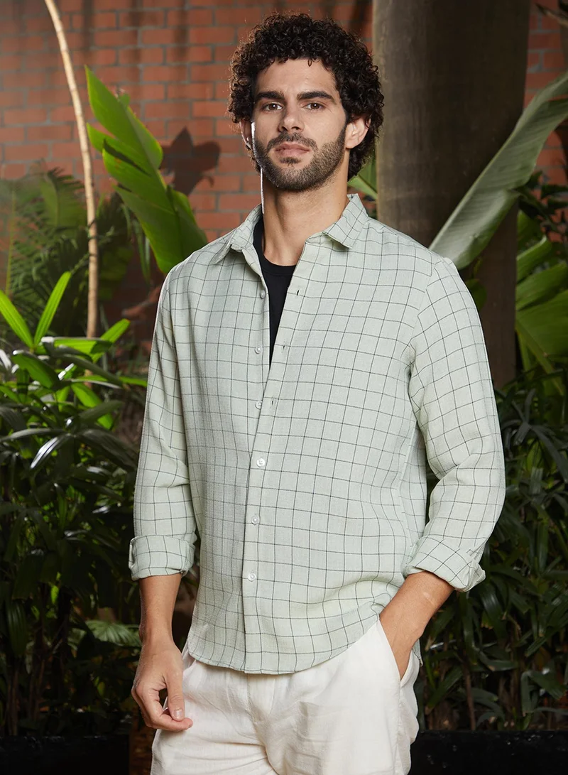 Campus Sutra Men's Ivory White Graph Check Shirt