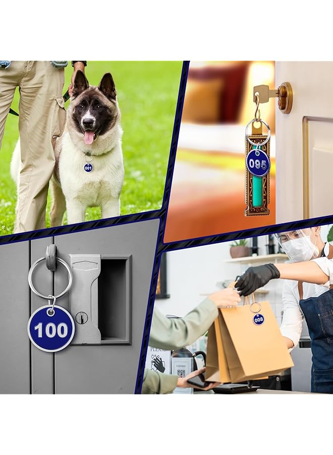 إيروريكس علامات مفاتيح مرقمة 1 100 من سبائك الألومنيوم المعدنية مع حلقات لحقائب السفر وخزائن المبيت والخزائن باللون الأزرق - Image 4