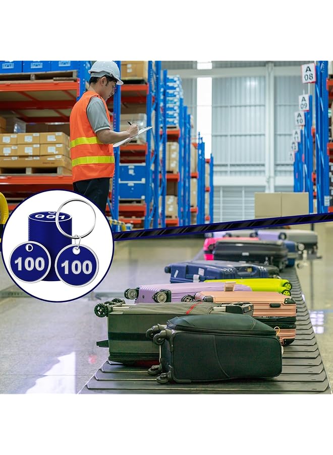 إيروريكس علامات مفاتيح مرقمة 1 100 من سبائك الألومنيوم المعدنية مع حلقات لحقائب السفر وخزائن المبيت والخزائن باللون الأزرق - Image 2