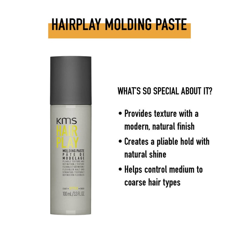 KMS HAIRPLAY Molding Paste Provides Texture, Natural Shine, Pliable Hold & Definition Unisex, 3.3 Fl oz - Image 3