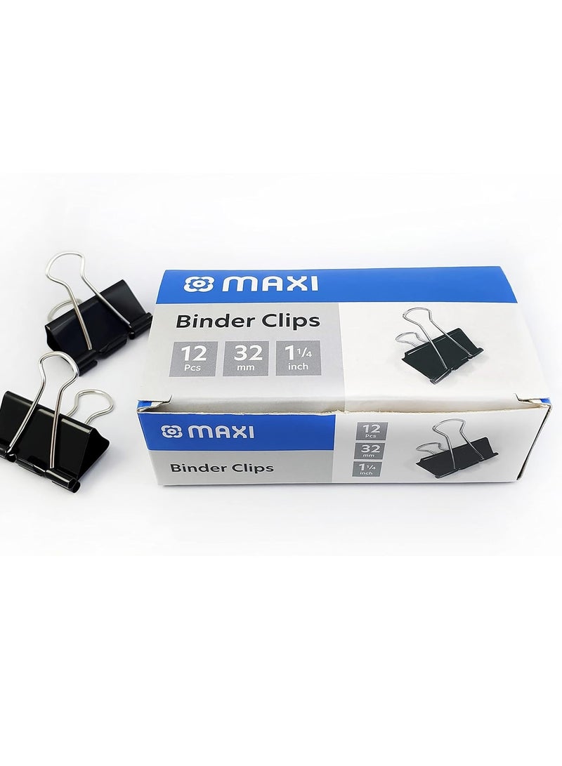 Maxi مشابك ملفات 12 قطعة بحجم 32 مم - Image 1