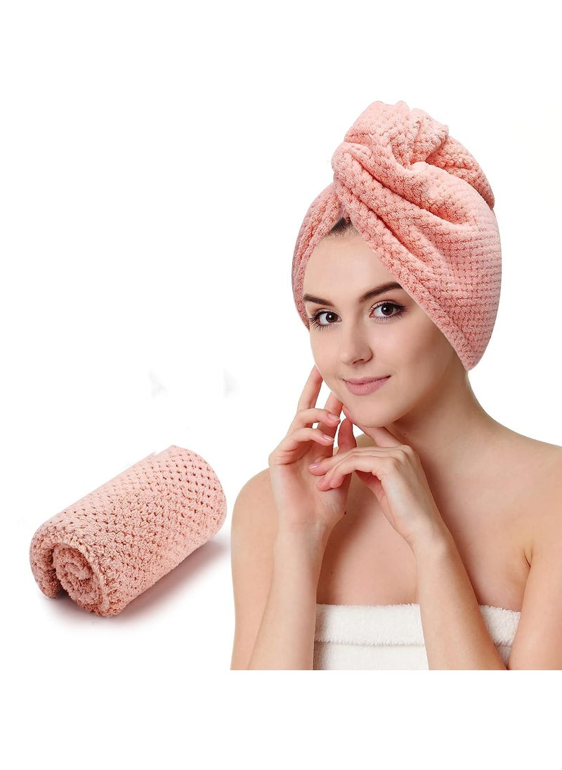 NFI essentials NFI essentials Microfiber Hair Towel Warp Absorbent Hair Drying Head Turban Super Bathrobe Towel Cap Salon Magic Quick Dry Shower with Button for Women  - Image 1