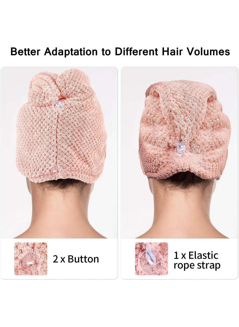 NFI essentials NFI essentials Microfiber Hair Towel Warp Absorbent Hair Drying Head Turban Super Bathrobe Towel Cap Salon Magic Quick Dry Shower with Button for Women  - Image 3