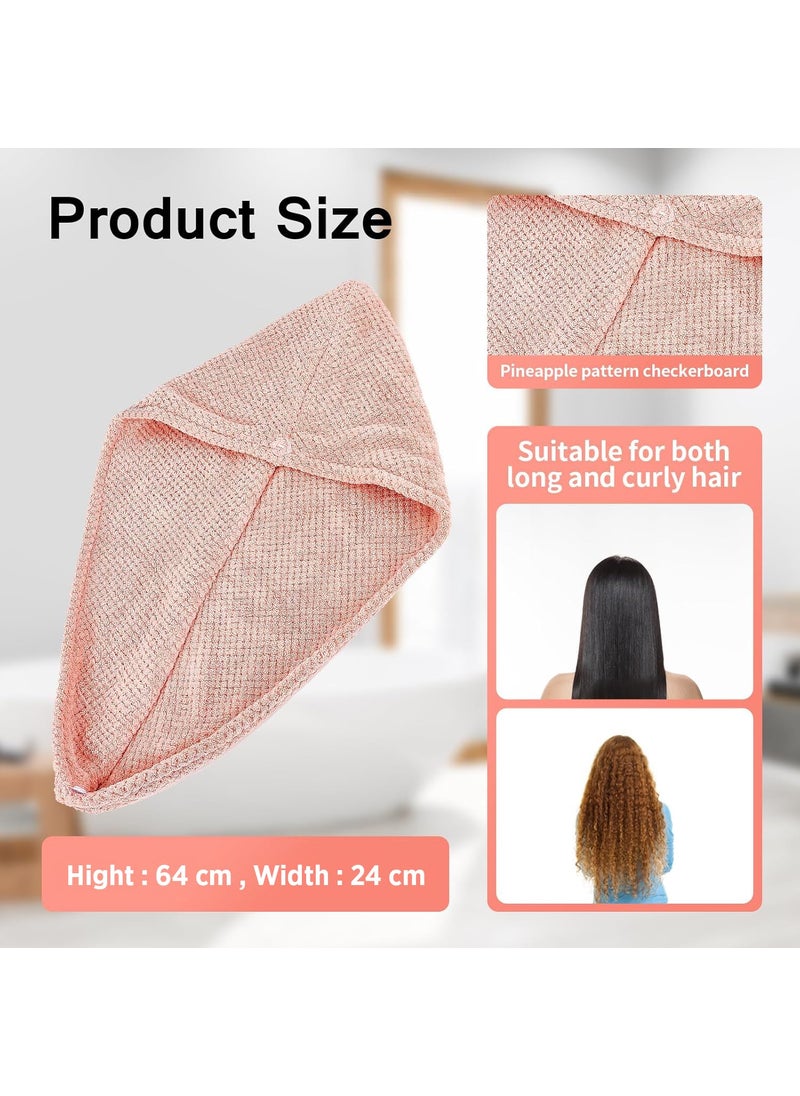 NFI essentials NFI essentials Microfiber Hair Towel Warp Absorbent Hair Drying Head Turban Super Bathrobe Towel Cap Salon Magic Quick Dry Shower with Button for Women  - Image 4