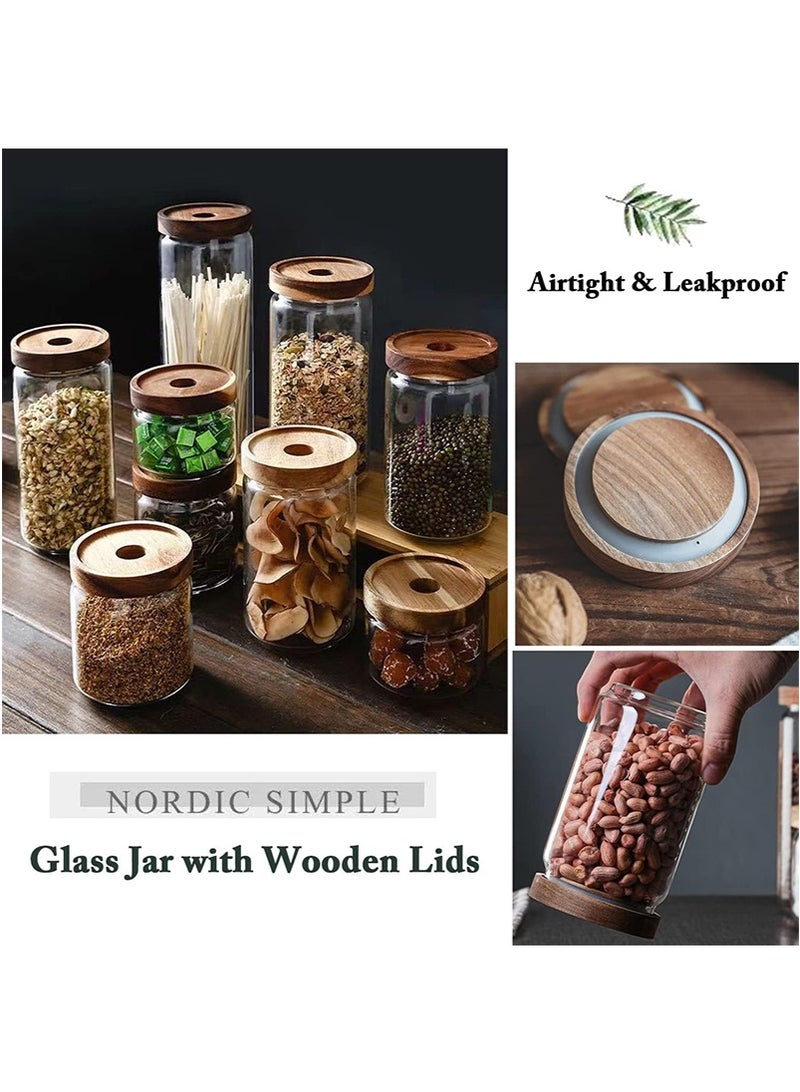 VUCATIN 6Pcs 500ml Glass Storage Jar with Wooden Lid Airtight Storage Container Glass Food Storage Jar Kitchen Canisters for Coffee, Tea, Grains - Image 4