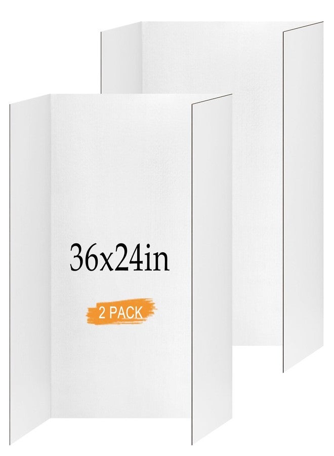 Xnewtwo 2 Pack Trifold Poster Board 36" x 24", White Corrugated Project Boards for Science Fairs, School Projects, Event Displays - Image 1