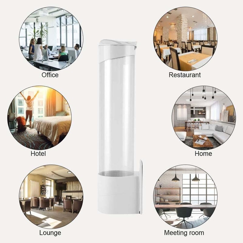 JOSSYFY JOSSYFY Cup Dispenser Wall Mounted Plastic Drinking Water Cup Dispenser Glass Dispenser Holder Disposable Cup Holder Organizer Sticker or Screw Plate Mountable Plastic - Image 5