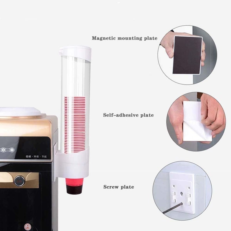 JOSSYFY JOSSYFY Cup Dispenser Wall Mounted Plastic Drinking Water Cup Dispenser Glass Dispenser Holder Disposable Cup Holder Organizer Sticker or Screw Plate Mountable Plastic - Image 4