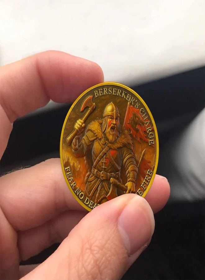 Imasoner Viking Berserker Challenge Coin - Nordic Warrior Coin with Bear Spirit & Fire Design - Fear No Death, Unleash The Beast Within - Norse Mythology Battle Token for Gifts & Display - Image 3