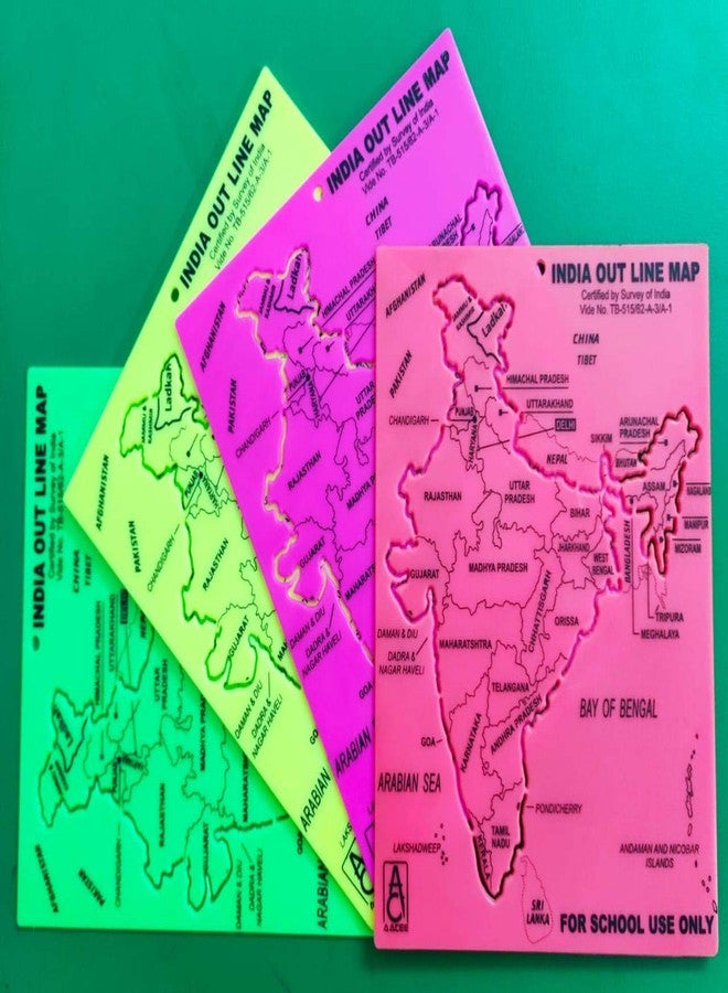 FIRST CLICK India Map Stencil 19 cm x 15.5 cm Purple/Green/Yellow/Pink (Random color 1 pcs) - Image 2