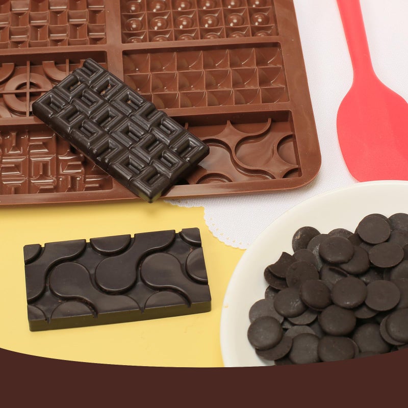 ZTHapwa Chocolate Bar Mold Silicone with 6 Pattern, 2 Pcs 0.3-Inch-Deep Break-Apart Chocolate Molds for Homemade Protein and Energy Bar, Small Silicone Molds for Wax Melts/Candle/Resin, Waffle Shape - Image 5