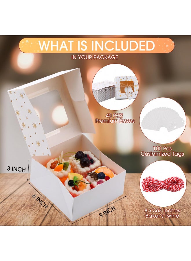 Zhanmai Zhanmai Valentine's Day Cookie Boxes 6 x 6 x 3 in Cookie Tins with Window White Cupcake Boxes Cookie Containers Party Bakery Boxes for Dessert Candy Donut(60 Pcs)  - Image 1