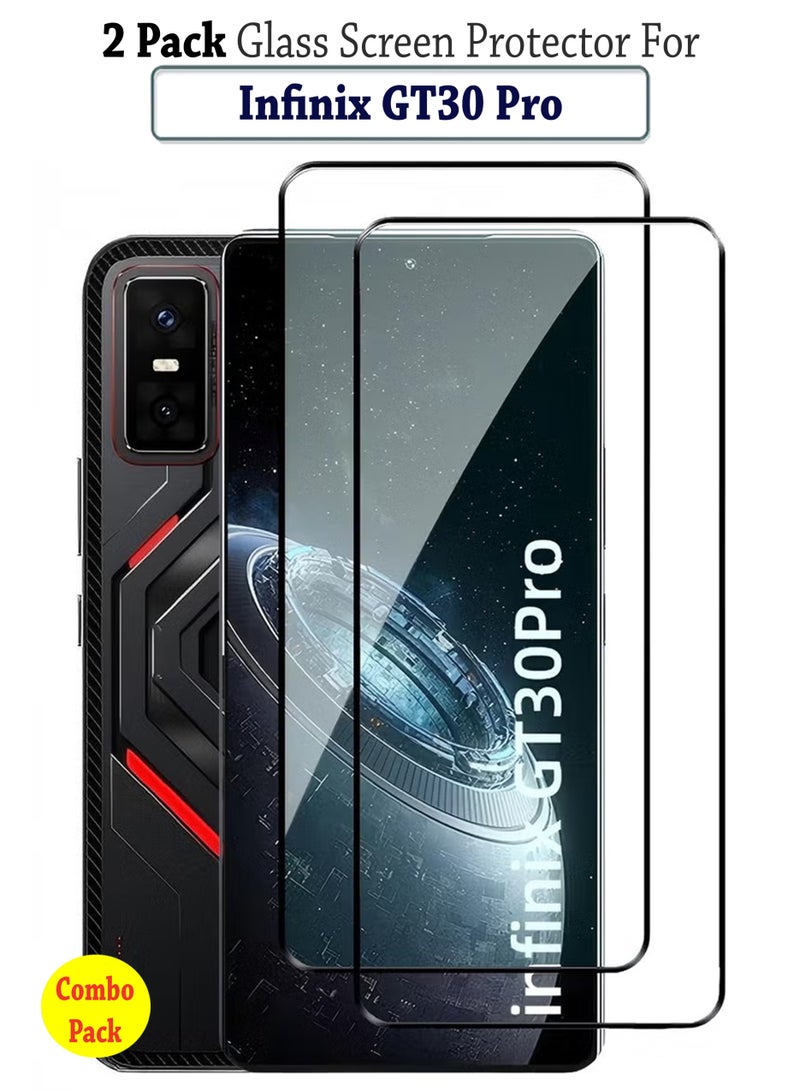 2 Pack Infinix GT 30 Pro Screen Protector | Tempered Glass Compatible with Infinix GT 30 Pro | Screen Protector Full HD Quality Tempered Glass Anti-Scratch Edge to Edge Coverage with Easy Installation Kit - Black  - Image 1