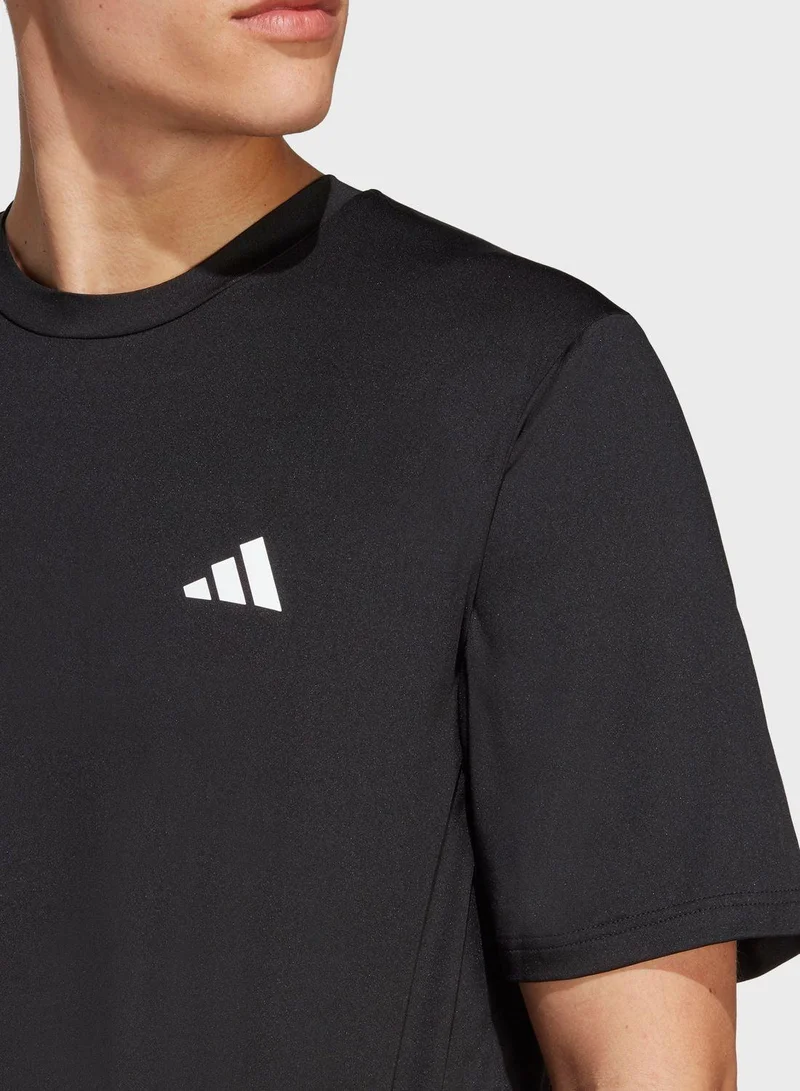 Adidas BLACK/WHITE Train Essentials Stretch Training T-Shirt for Men | Best Price UAE