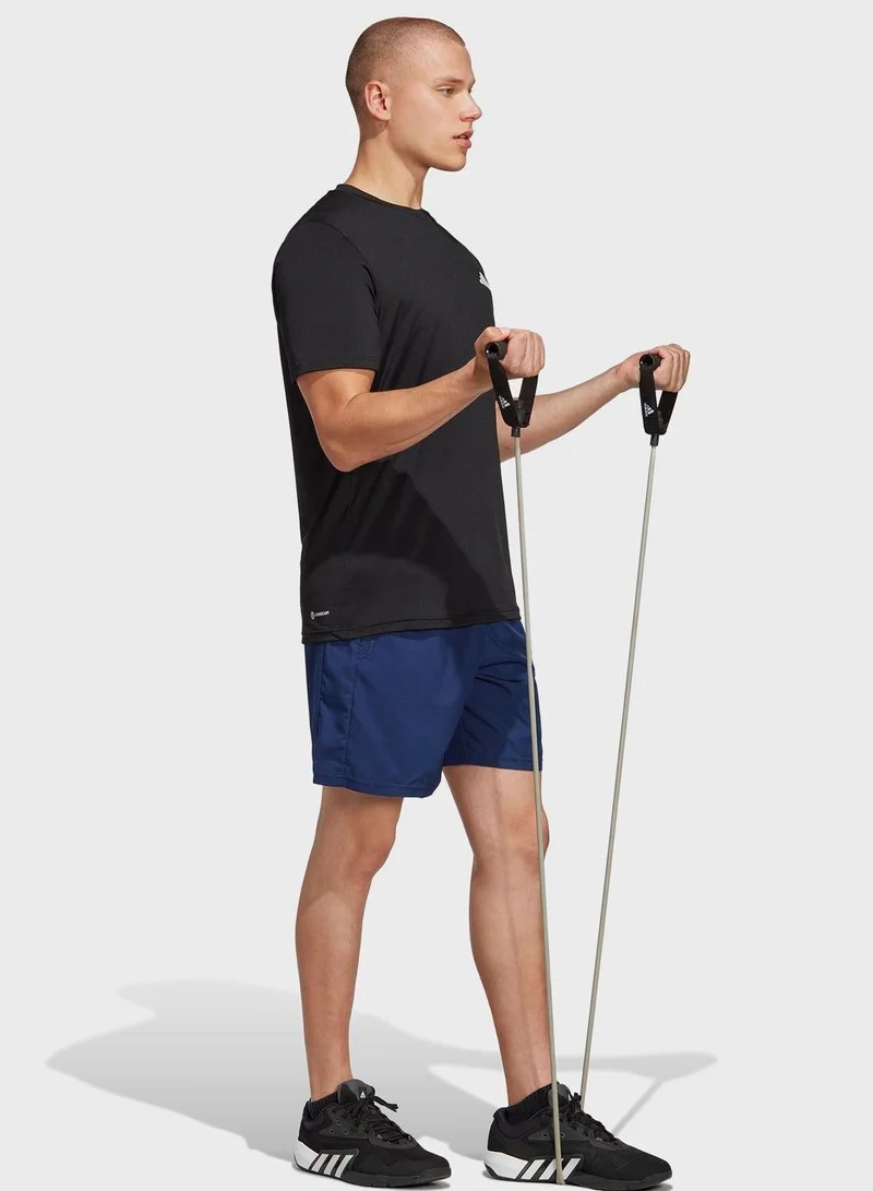 Adidas BLACK/WHITE Train Essentials Stretch Training T-Shirt for Men | Best Price UAE
