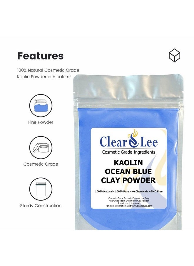 ClearLee Kaolin Clay Cosmetic Grade Powder Sample 5 Pack (White Rose Ocean Blue Mint Green Lavender) 100% Pure Natural Powder Great For Skin Detox Rejuvenation Diy Clay Face Mask  - Image 2