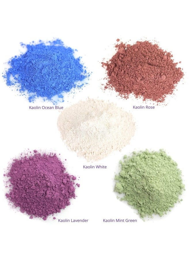 ClearLee Kaolin Clay Cosmetic Grade Powder Sample 5 Pack (White Rose Ocean Blue Mint Green Lavender) 100% Pure Natural Powder Great For Skin Detox Rejuvenation Diy Clay Face Mask  - Image 3