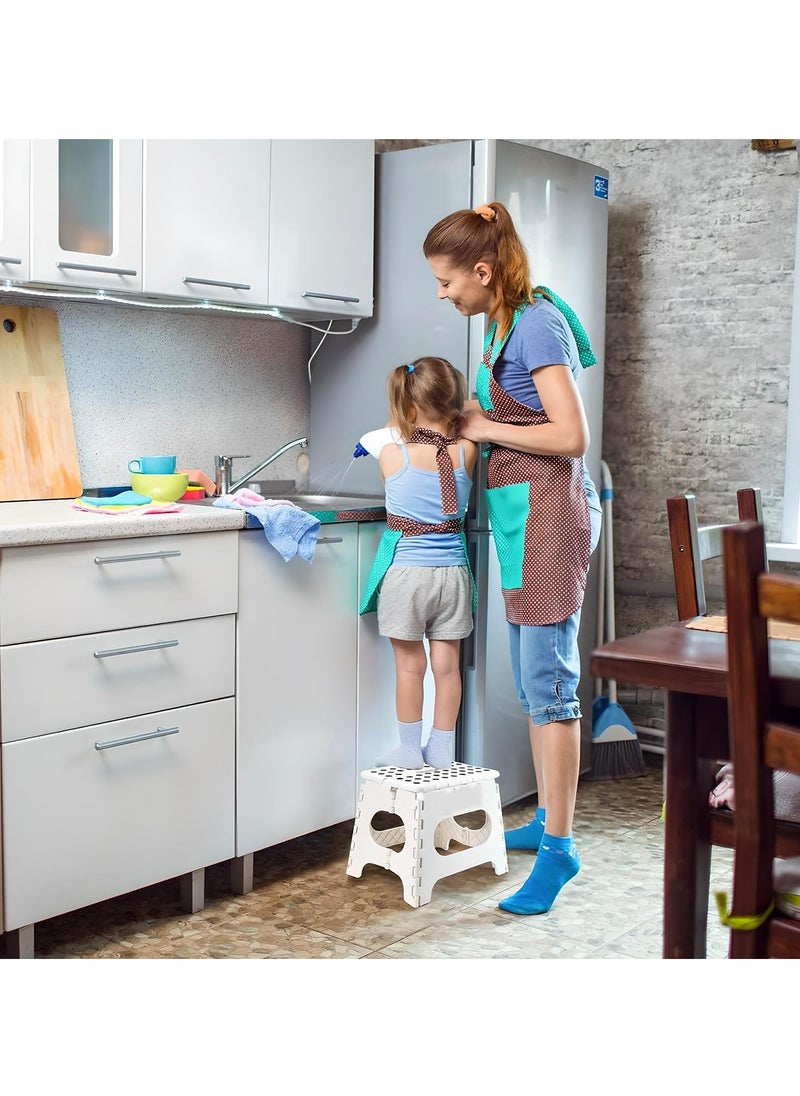 Folding Step Stool for Adults and Kids Holds Up to 300 lbs,Non-Slip Folding Stools with Portable Handle, Compact Plastic Foldable Step Stool for Bathroom,Bedroom, Kitchen