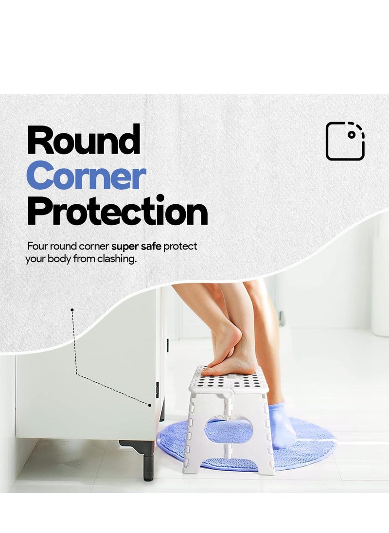 Folding Step Stool for Adults and Kids Holds Up to 300 lbs,Non-Slip Folding Stools with Portable Handle, Compact Plastic Foldable Step Stool for Bathroom,Bedroom, Kitchen