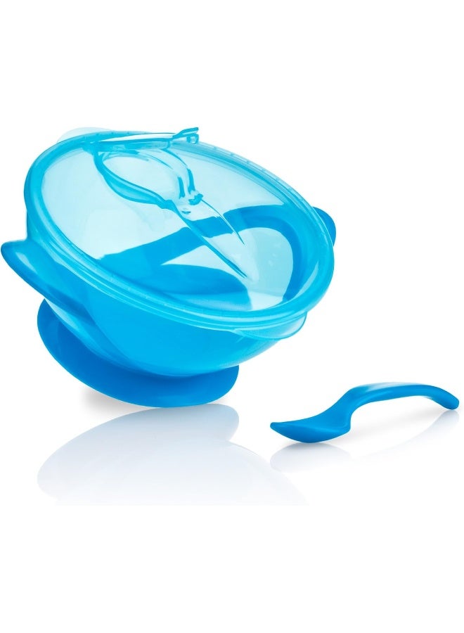 Nuby Easy Go Suction Bowl With Lid And Snap-In Spoon, Colors May Vary - Image 1
