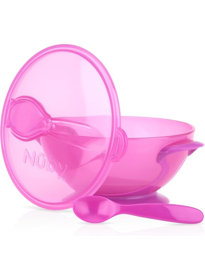 Nuby Easy Go Suction Bowl With Lid And Snap-In Spoon, Colors May Vary - Image 2