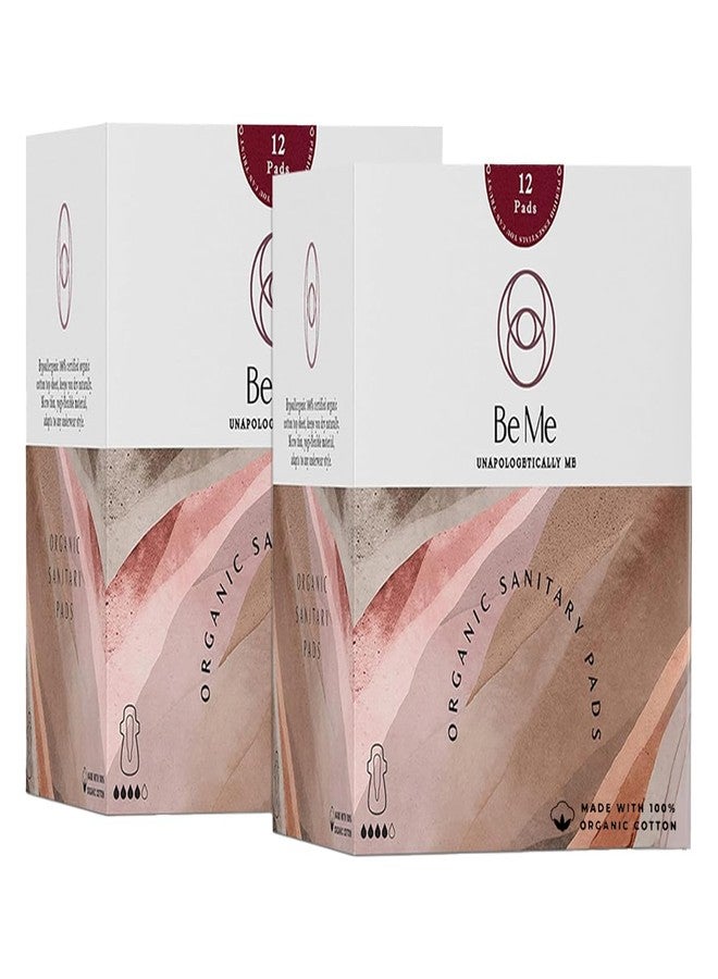Beme Be Me - Sanitary Pads for Women - LARGE (Moderate - Heavy Flow) (Pack of 2) 24 Pads - With Disposal Pouches, Rash Free, Biodegradable, Anti Bacterial Napkins - Image 1