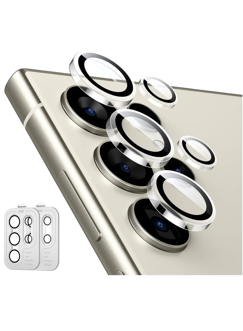 2 مجموعات لواقٍ عدسة الكاميرا لجهاز سامسونج جالاكسي S24 ألترا واقيات عدسة فردية مقاومة للخدش زجاج مقسى فائق النحافة مع حواف من الألمنيوم متوافق مع غلاف جالاكسي S24 ألترا - Image 1