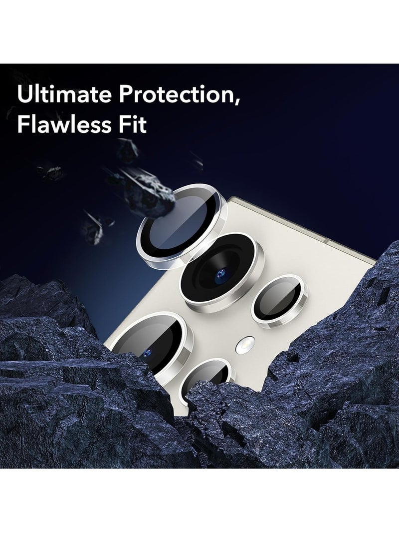 2 مجموعات لواقٍ عدسة الكاميرا لجهاز سامسونج جالاكسي S24 ألترا واقيات عدسة فردية مقاومة للخدش زجاج مقسى فائق النحافة مع حواف من الألمنيوم متوافق مع غلاف جالاكسي S24 ألترا - Image 2