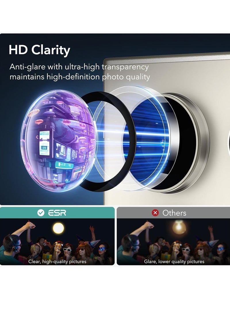 2 مجموعات لواقٍ عدسة الكاميرا لجهاز سامسونج جالاكسي S24 ألترا واقيات عدسة فردية مقاومة للخدش زجاج مقسى فائق النحافة مع حواف من الألمنيوم متوافق مع غلاف جالاكسي S24 ألترا - Image 3