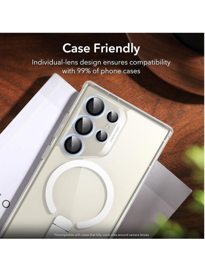 2 مجموعات لواقٍ عدسة الكاميرا لجهاز سامسونج جالاكسي S24 ألترا واقيات عدسة فردية مقاومة للخدش زجاج مقسى فائق النحافة مع حواف من الألمنيوم متوافق مع غلاف جالاكسي S24 ألترا - Image 5