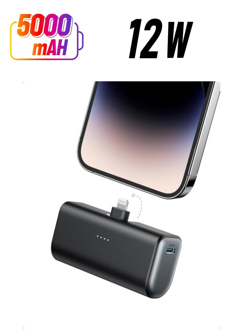 REBENUO Anker Portable Charger with Built-in Lightning Connector MFi Certified Battery Pack 5,000mAh 12W Compatible with iPhone 14/14 Pro / 14 Plus / 14 Pro Max iPhone 13 and 12 Series (Black) - Image 1