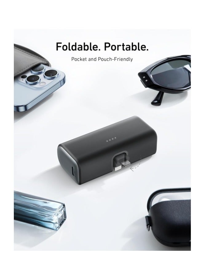 REBENUO Anker Portable Charger with Built-in Lightning Connector MFi Certified Battery Pack 5,000mAh 12W Compatible with iPhone 14/14 Pro / 14 Plus / 14 Pro Max iPhone 13 and 12 Series (Black) - Image 4