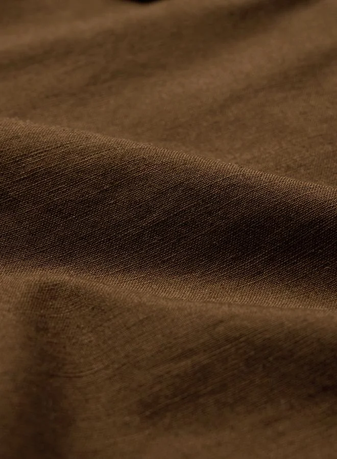 The Souled Store  Brown Linen Blend Long Sleeve Regular Fit Shirt for Women | Best Price UAE