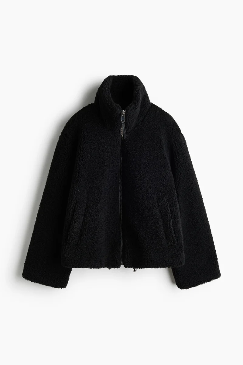 Drawstring-detail teddy jacket